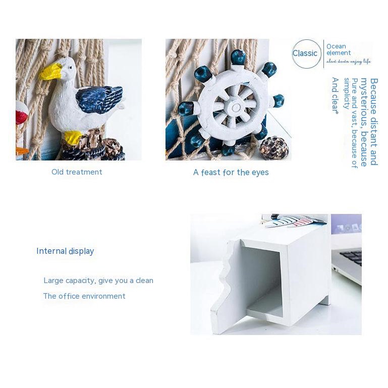 Giá Đỡ Bút Bằng Gỗ Để Bàn Trang Trí Nhà Cửa Phong Cách Địa Trung Hải