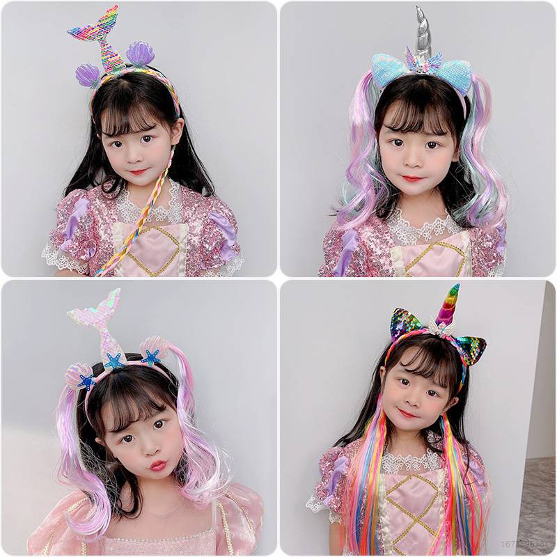 Băng Đô Cài Tóc Gắn Tóc Giả Hình Ngựa Một Sừng Hoạt Hình My Little Pony Cho Bé Gái Mới