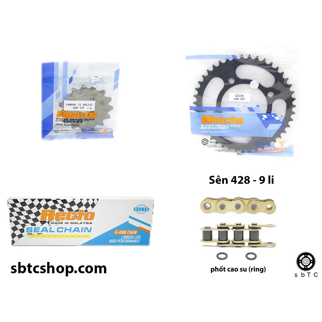 NSD Nhông sên dĩa RECTO phốt cao su vàng Suzuki GZ150 chính hãng