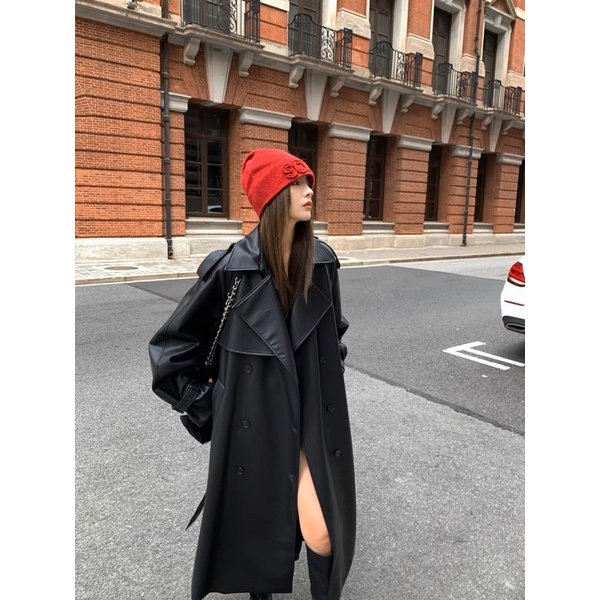 Áo khoác mangto Becky áo mangto da dáng dài áo da phong cách hàn quốc