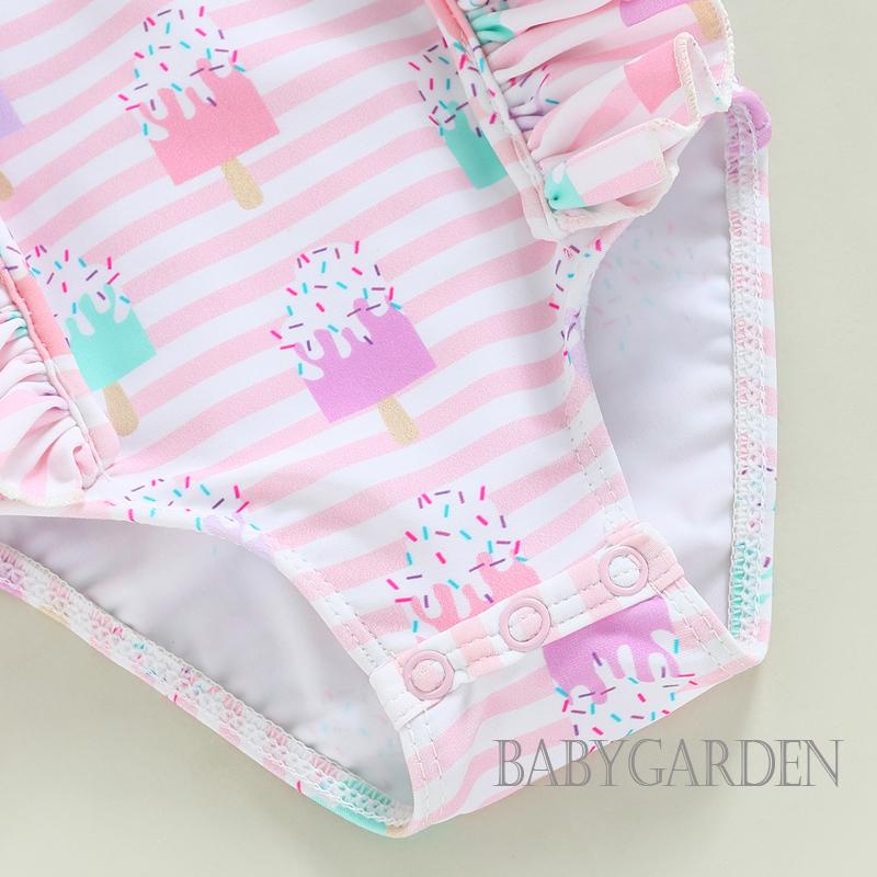 Bộ Đồ Bơi Một Mảnh Sát Nách Cổ Vuông In Họa Tiết Dâu Tây / Kem Dễ Thương Cho Bé Gái 3-24