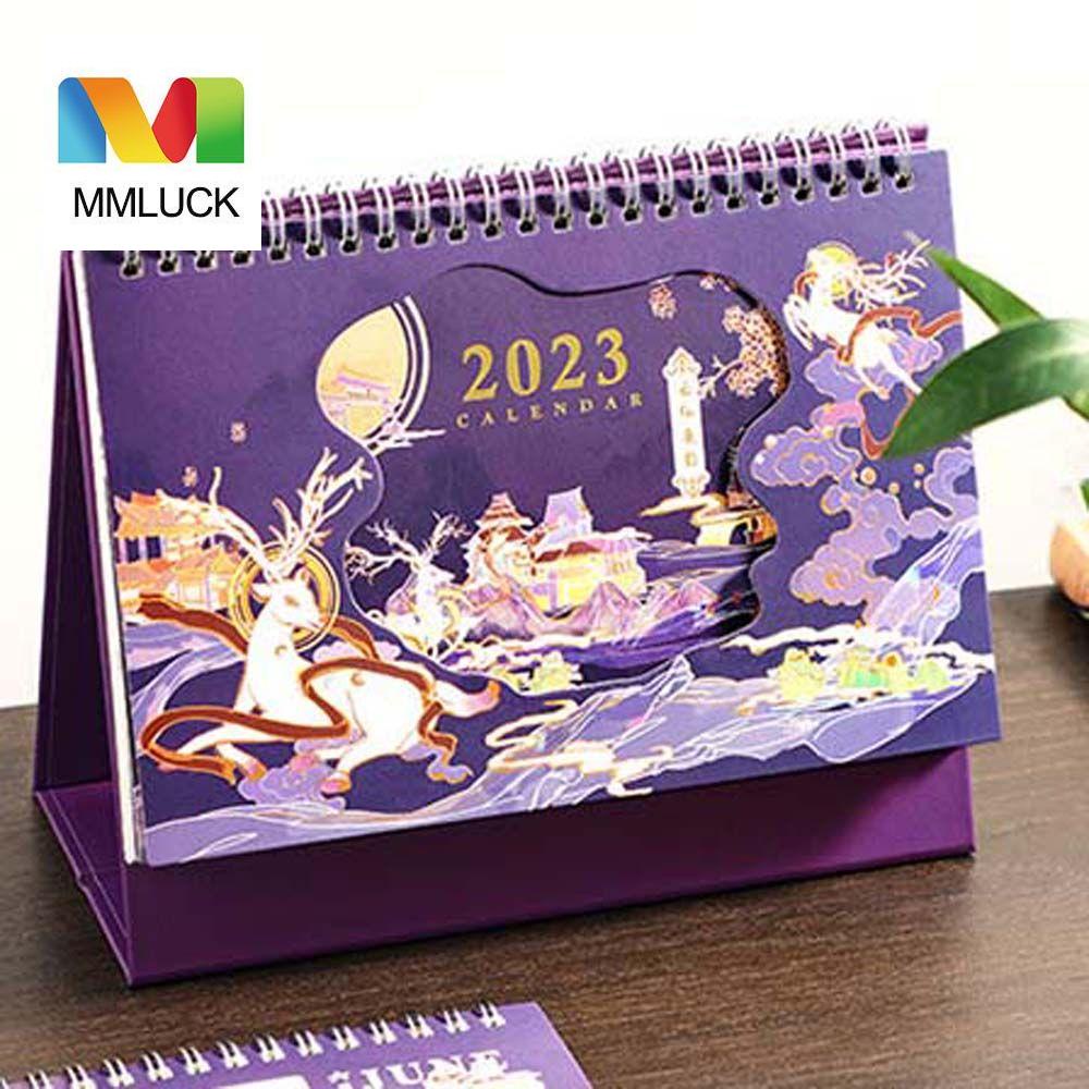 Lịch để bàn MMULCK 2023 dạng đứng lật phong cách Trung Hoa cổ điển lập kế hoạch dành cho học sinh nhân viên văn phòng
