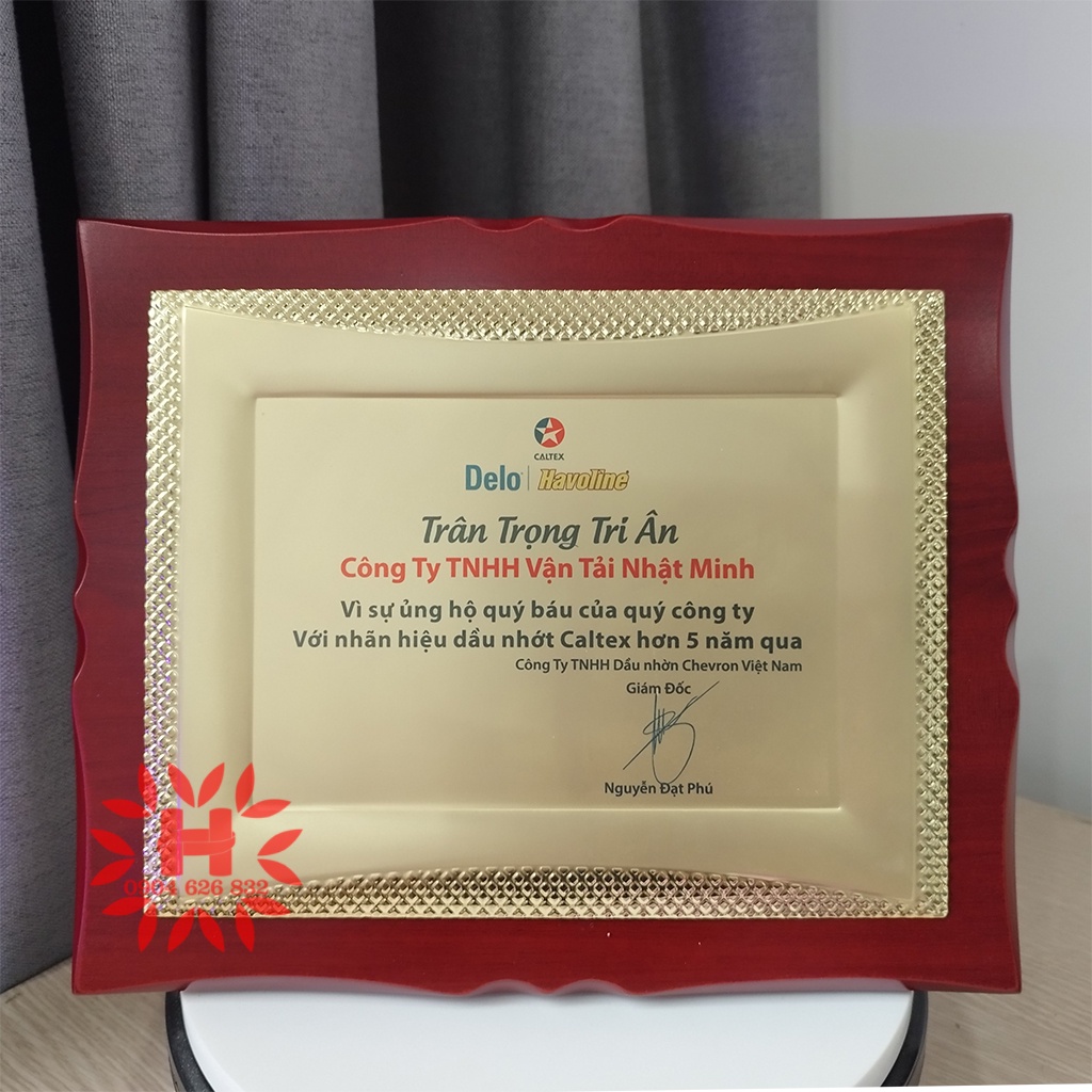 Bảng chứng nhận, bảng vinh danh, bằng khen khung kim loại chữ nhật