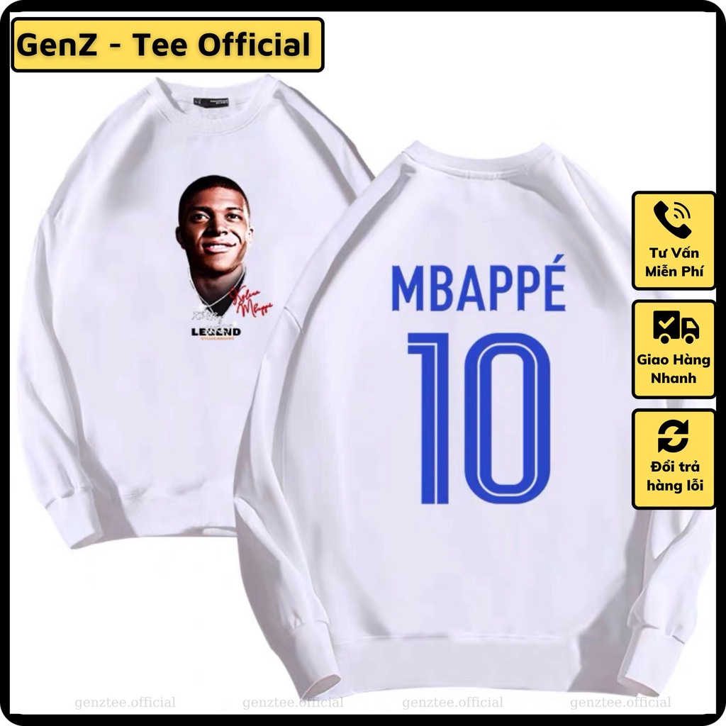 Áo sweater nỉ Kylian Mbappé, áo nỉ dày dặn phong cách trẻ trung năng động form rộng nam nữ đủ size
