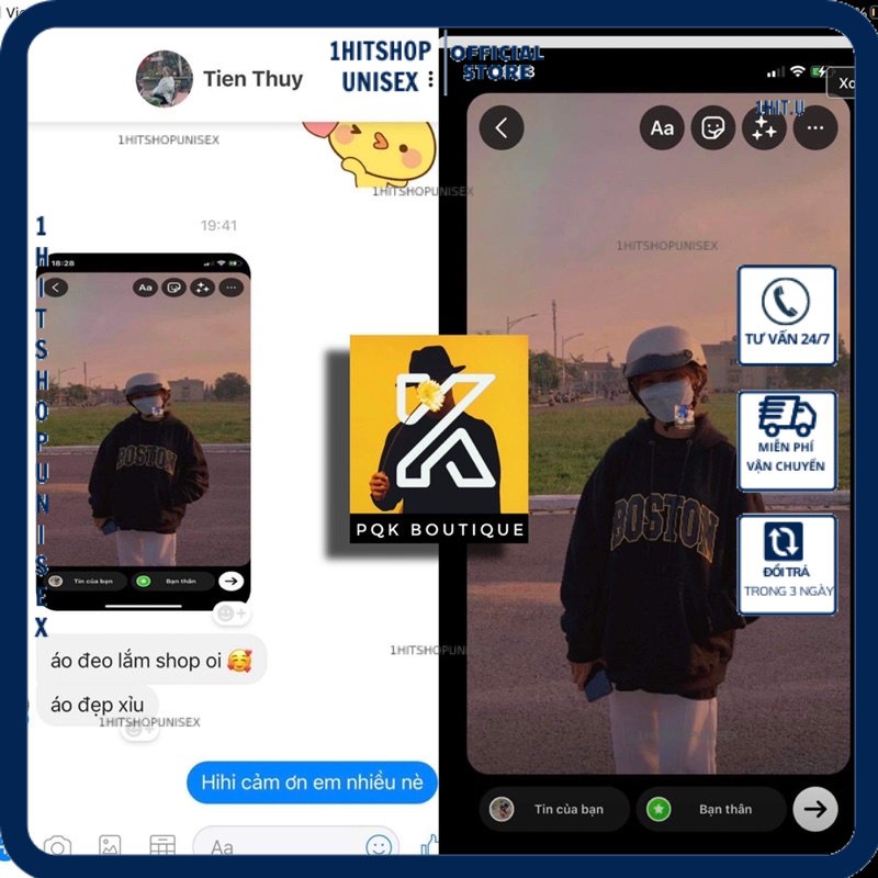 Áo Hoodie Dáng Rộng BOSTON PQK