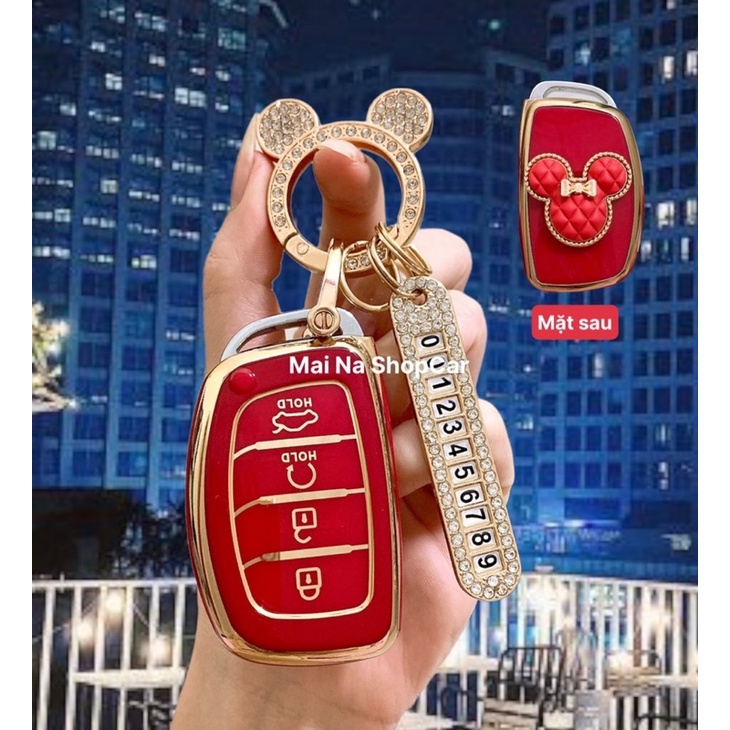 Ốp chìa khoá Hyundai Creta 2022-2023. STARGAZER Mẫu 4 nút. Đính Đá Nhân Tạo Cao Cấp Sang Trọng