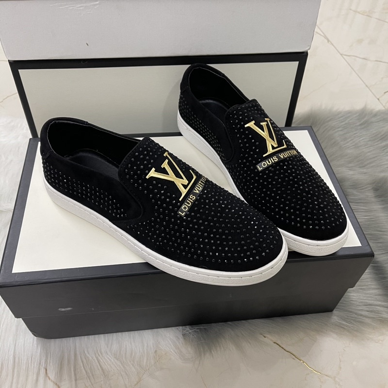 Giầy lười sói đính đá kèm video cho nam( giầy đính đá LVvv )