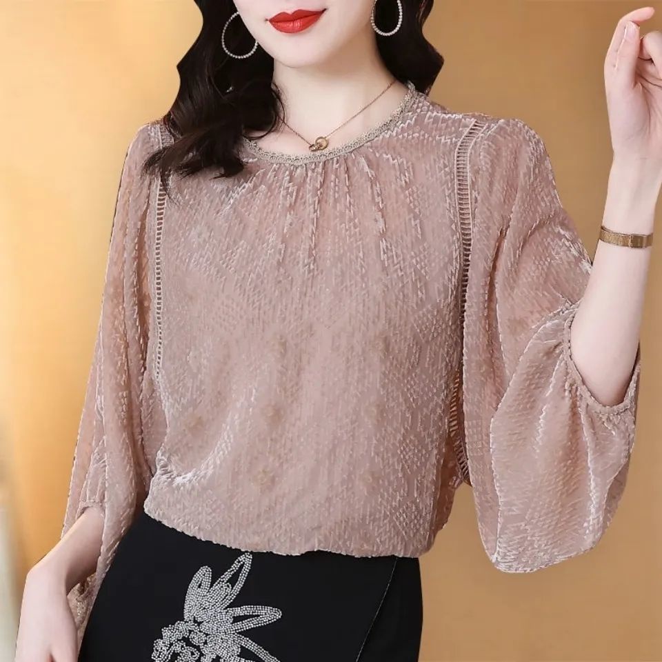 Áo Sơ Mi Chiffon Tay Lửng Dáng Rộng Thời Trang Mùa Hè Cho Nữ
