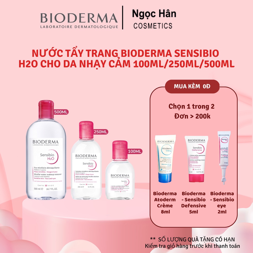 Nước tẩy trang Bioderma Sensibio H2O cho da nhạy cảm 100ml/250ml/500ml - Ngochan Cosmetics