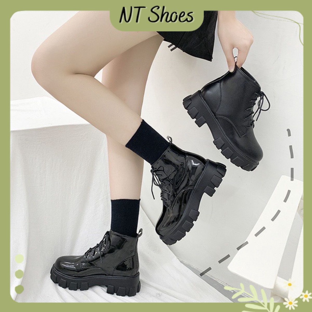 Giày boost đen nữ cổ cao, đế cao buộc dây trẻ trung cá tính G20_NT Shoes