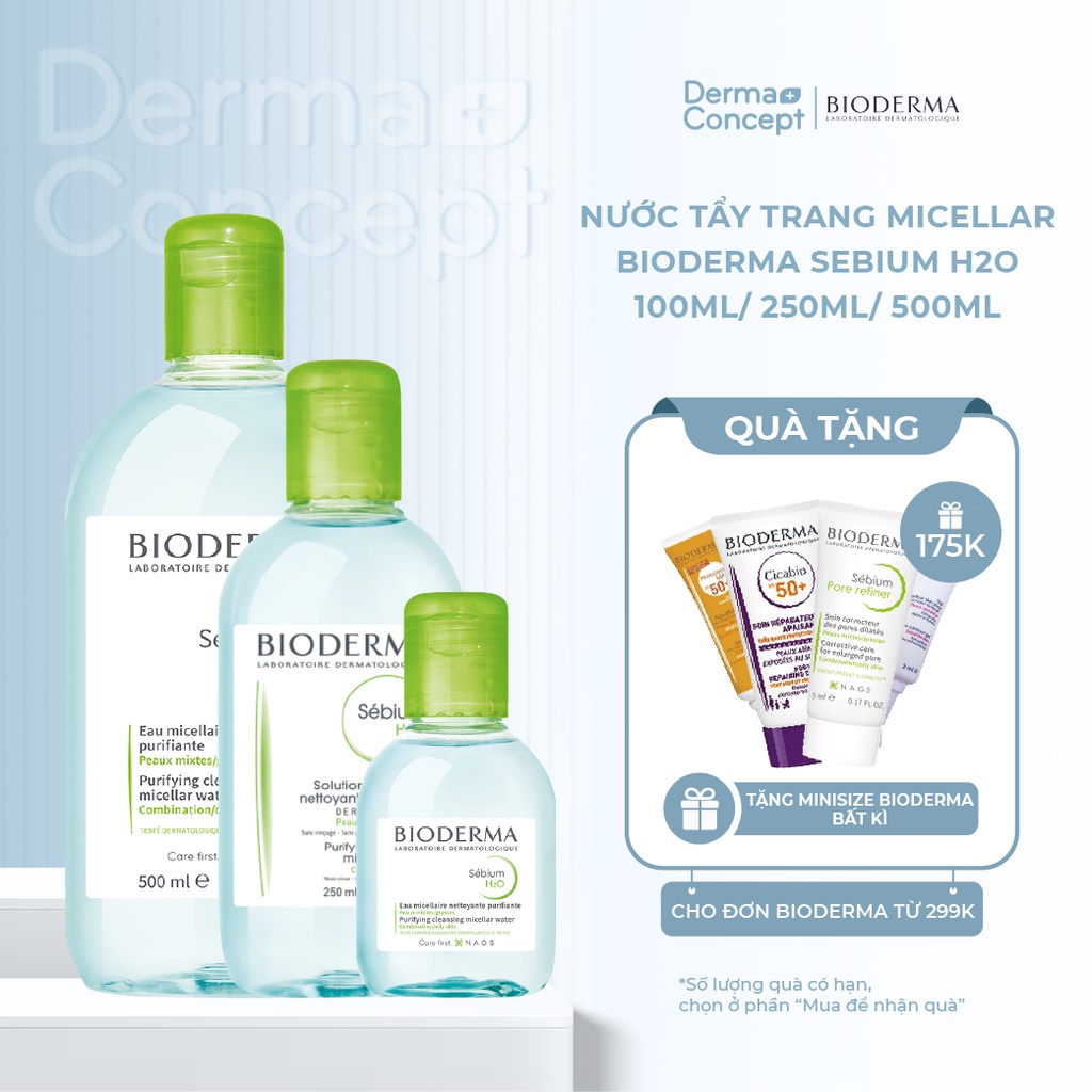 Dung dịch làm sạch và tẩy trang công nghệ Micellar Bioderma Sebium H2O dành cho da hỗn hợp đến da dầu