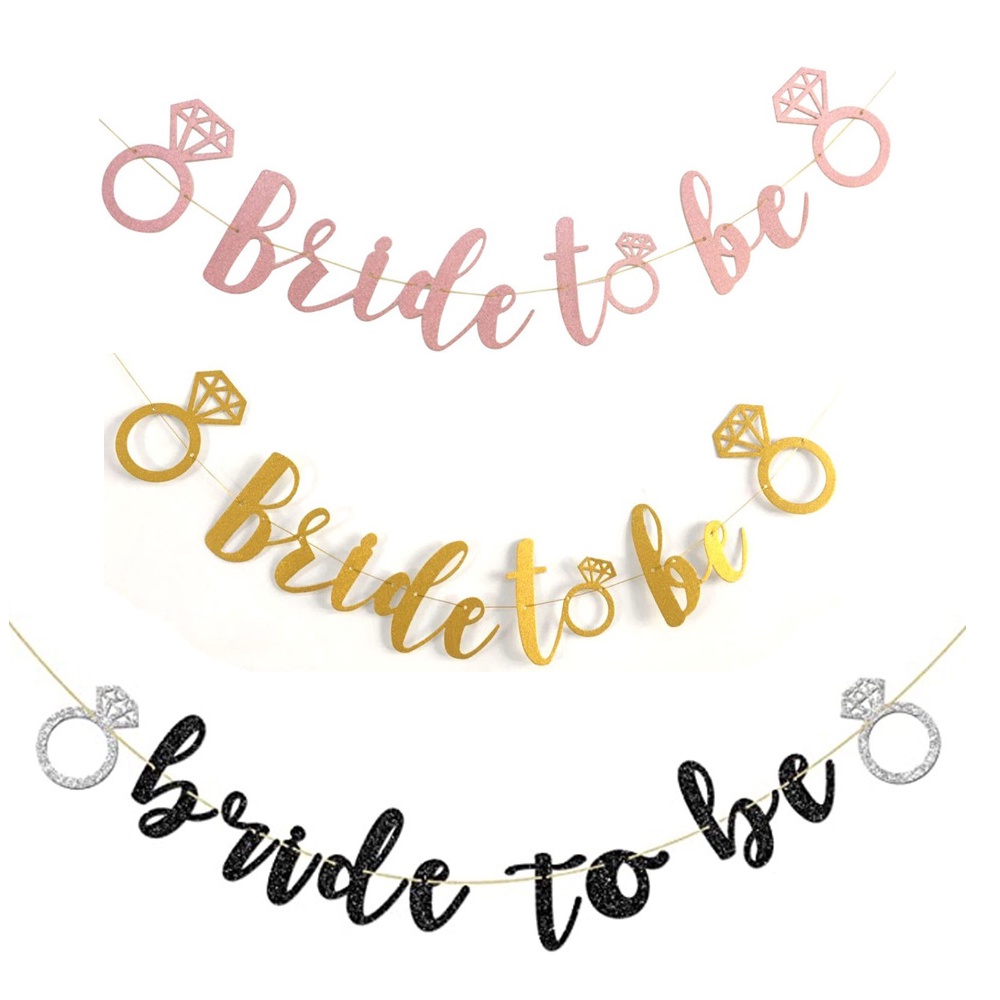 Băng Rôn Bride To Be Màu Vàng Hồng Đen Dùng Trang Trí Tiệc Cưới / Đính Hôn