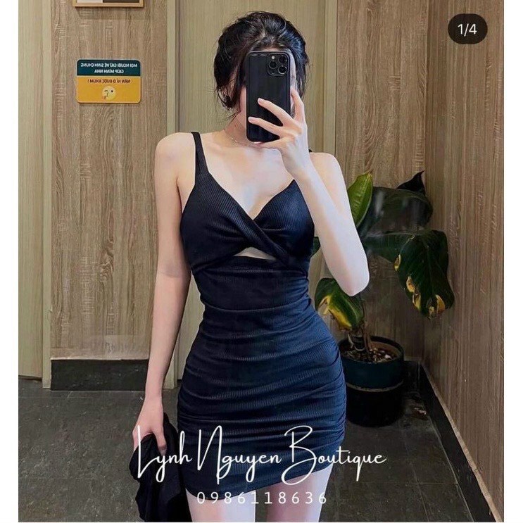 Set Đầm ngắn kèm áo ngoài chất thun ôm body A85