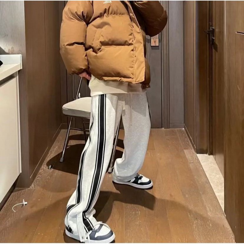 Quần Dài Thể Thao Ống Rộng Họa Tiết Kẻ Sọc Thời Trang Đường Phố Cho Nam