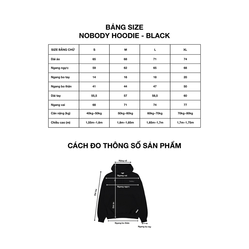 Áo Khoác Nam Nữ Bad Habits NOBODY HOODIE BLACK - Local Brand Chính Hãng