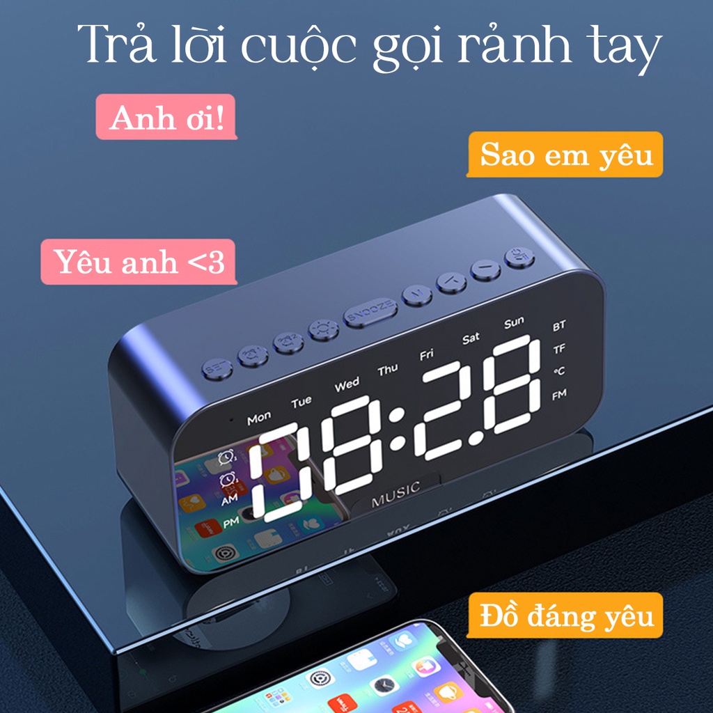 Loa Bluetooth Màn Hình Led P6 | Loa Không Dây Tích Hợp Đồng Hồ - Báo Thức - Đài FM - Màn Hình Gương - Đo Nhiệt Độ Phòng