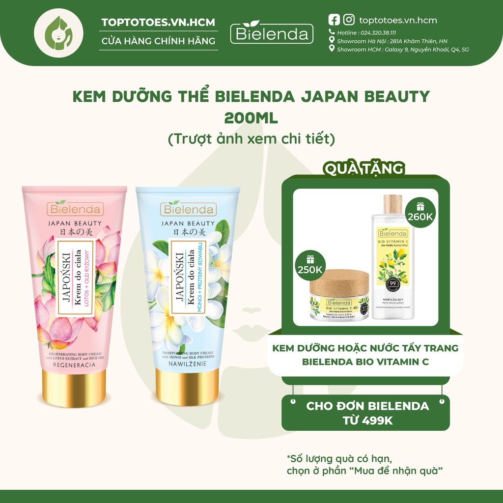 Kem dưỡng thể hương nước hoa Bielenda Japan Beauty cấp ẩm, phục hồi và làm sáng da - 200ml