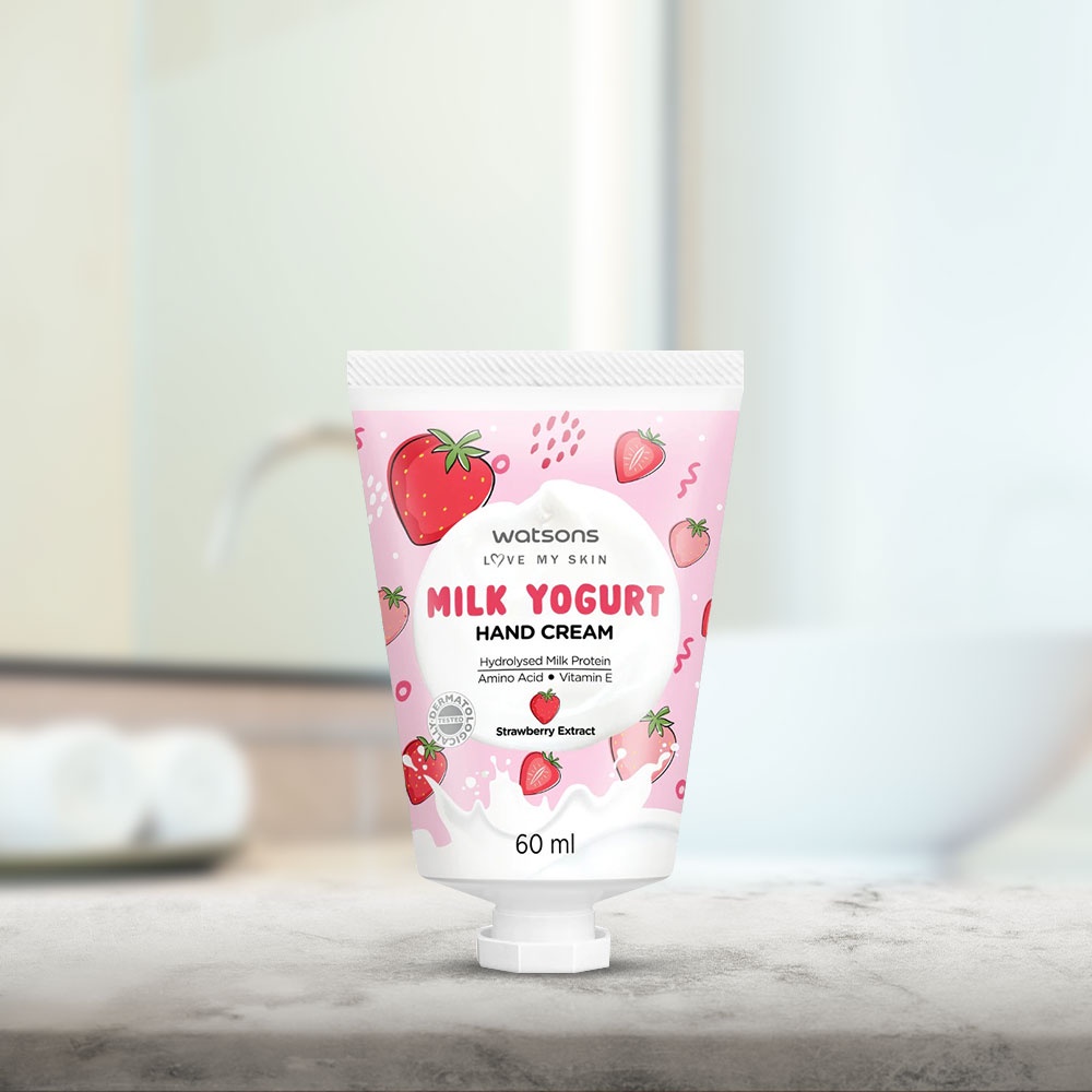 Kem Dưỡng Tay Watsons Milk Yogurt Hương Dâu Hand Cream Strawberry Extract 60ml