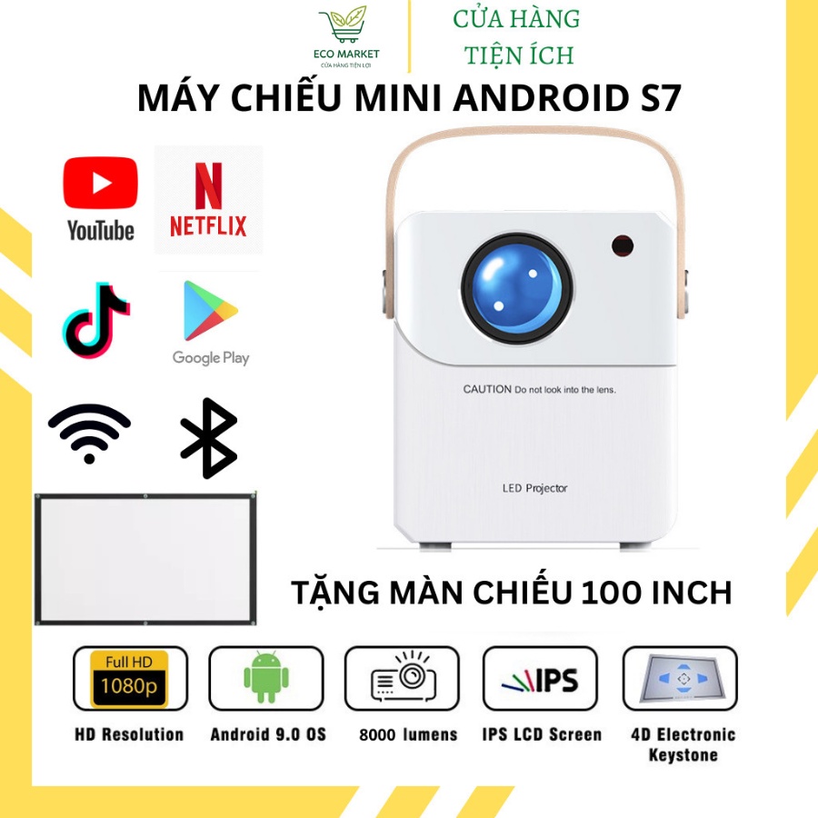 Máy chiếu mini tại nhà ,máy chiếu mini Android FullHD1080P kết nối không dây với điện thoại-SET2365