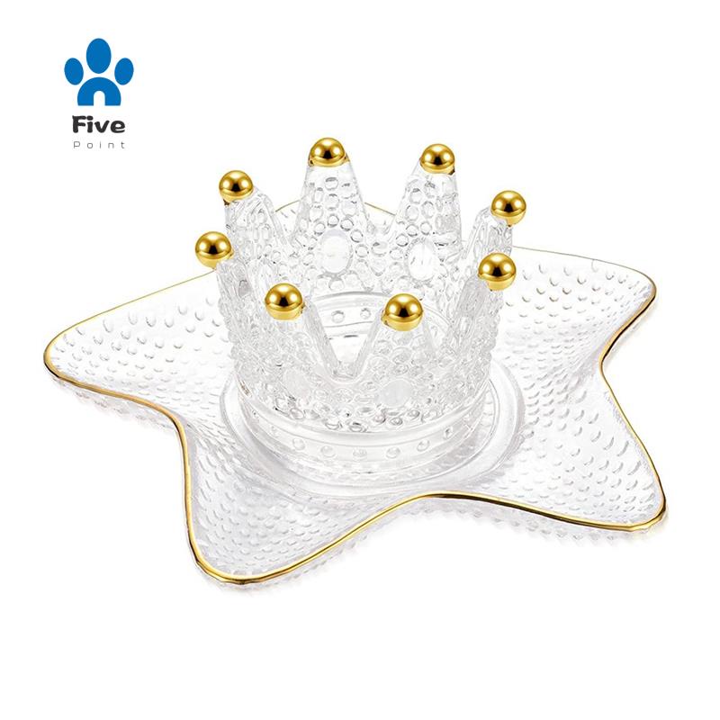 Set 2 Khay Thủy Tinh Hình Vương Miện Và Ngôi Sao Trưng Bày Nhẫn / Dây Chuyền Giá Đỡ