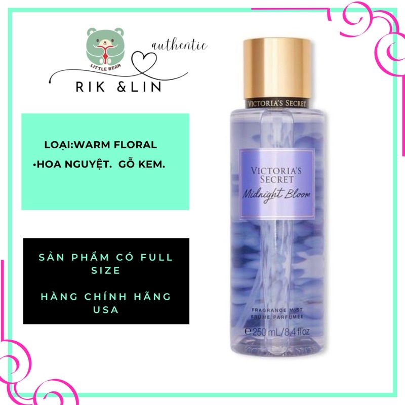 Auth_MIDNIGHT BLOOM - Xịt Thơm Body Mist Victoia’s Secret