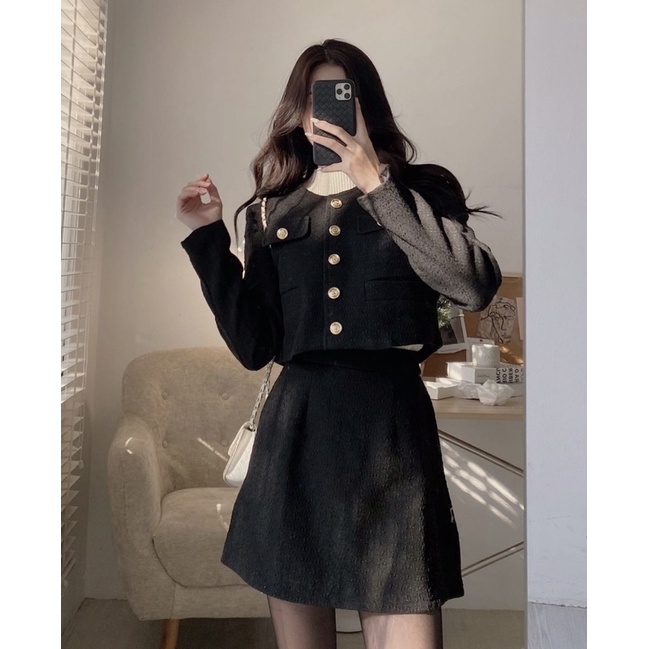 SET DẠ TWEED CÚC ĐỒNG TÚI HỘP KÈM CHÂN VÁY SDTCDT