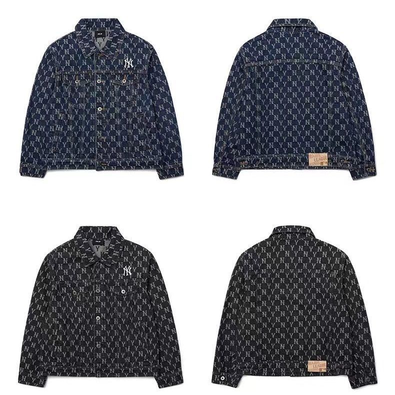 Áo Khoác Denim Tay Dài Dáng Rộng Thêu Chữ NY Kiểu Hàn Quốc Thời Trang Cho Nam