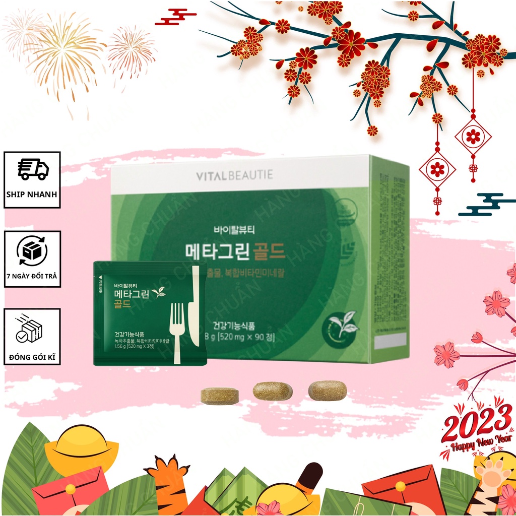 Viên uống giảm cân Hàn quốc Vital beautie trà xanh bill Hàn quốc