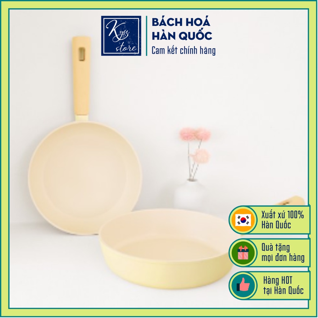 [Hàng Chính Hãng] Chảo Chống Dính Roichen Đáy Từ Màu Vàng Cao Cấp Tay Cầm Silicon Màu Vàng Bơ 22cm/28cm