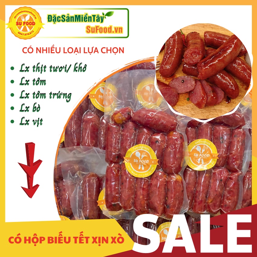 Lạp xương tươi, lạp xưởng khô có hộp biết tết xịn xò