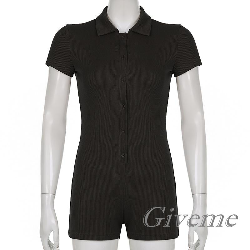 Áo Liền Quần Tay Ngắn Dáng Ôm Màu Sắc Đơn Giản Cho Nữ