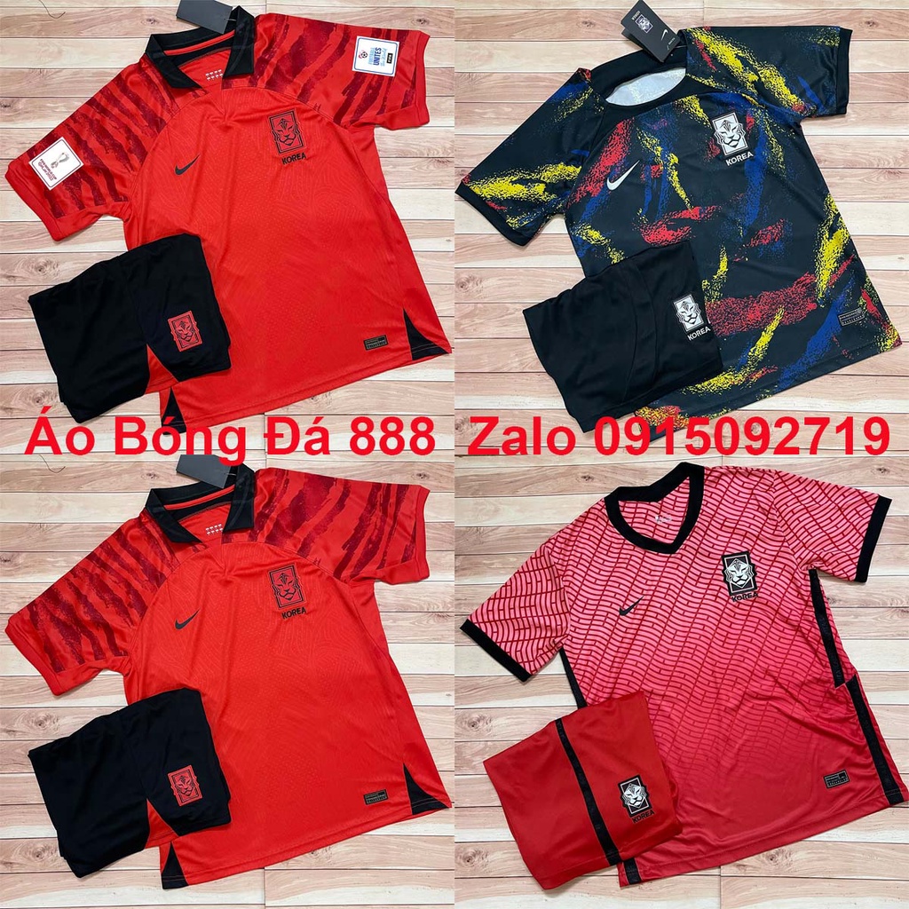 Áo Bóng Đá Đội Tuyển Hàn Quốc WC 2022 - Chuẩn Mẫu Thi Đấu - Vải Polyester Gai Thái Cao Cấp