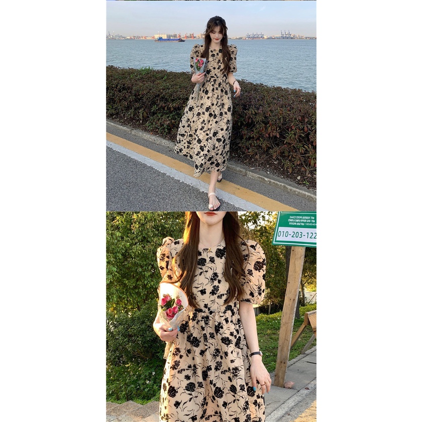 Đầm Hoa Mùa Hè 2023 Dáng Suông Tay Cộc Phong Cách Hàn Quốc Cổ Điển Kiểu Mới