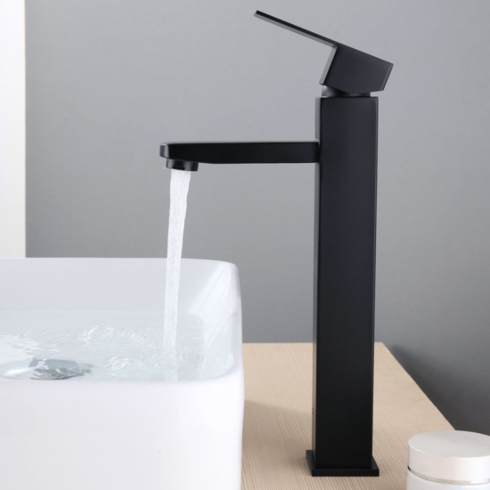 Vòi Rửa Mặt Lavabo Nóng Lạnh INOX 304 N3001 FOTAR ĐEN và dây nóng lạnh,chất liệu inox 304 sơn tĩnh điện đen,la vuông đen