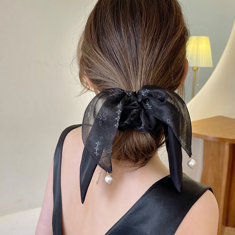 Dây Buộc Tóc Cao Su Bọc Vải Chiffon Phong Cách Hàn Quốc Cổ Điển Tinh Tế Dành Cho Nữ