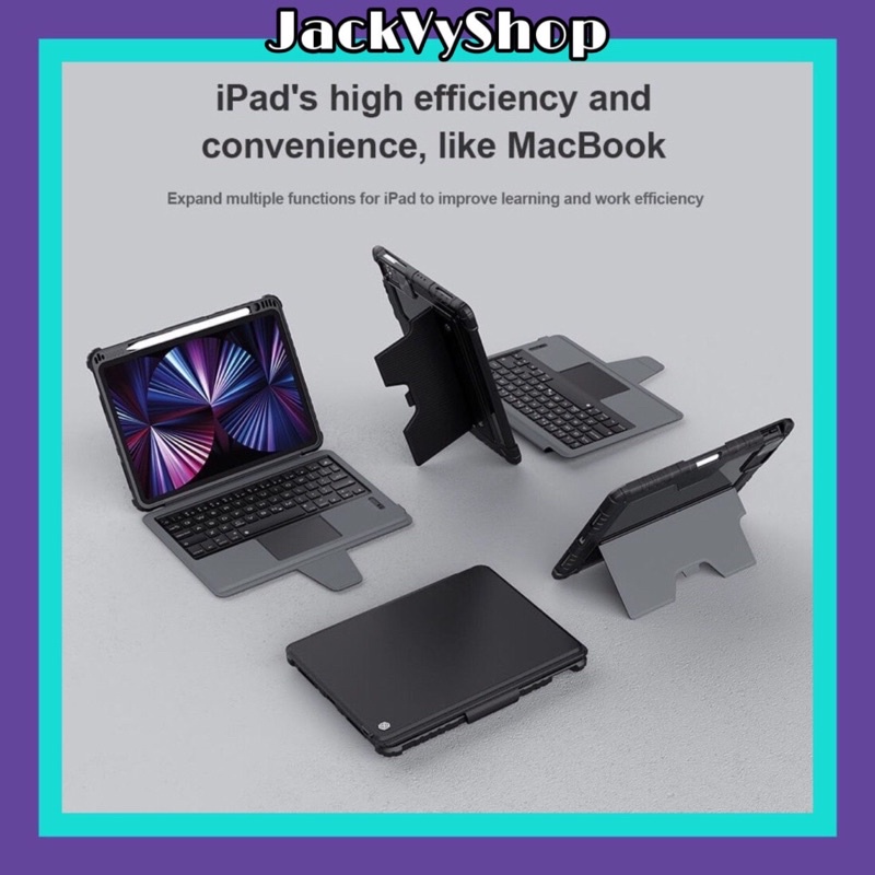 Bao da bàn phím kèm trackpad Nillkin Bumper Keyboard Cho Tablet Pro 11 inch M1 , Air 4 , 5 , Gen 9 8 7 10.2 inch cao cấp