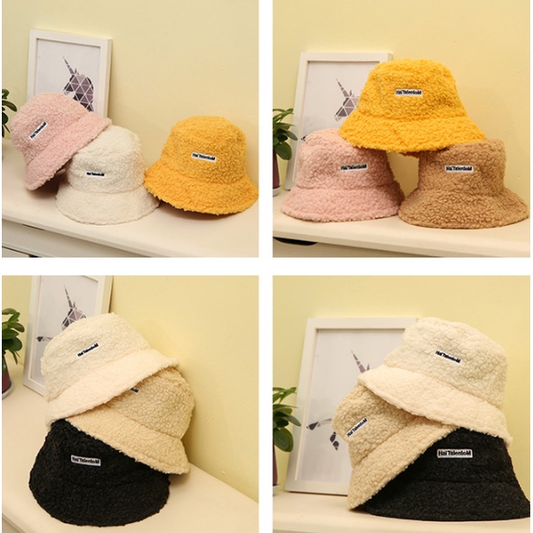Mũ bucket lông cừu nhiều màu