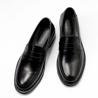 Giày Penny Loafer Black đế cao su đúc nguyên khối tăng chiều cao CLF-02
