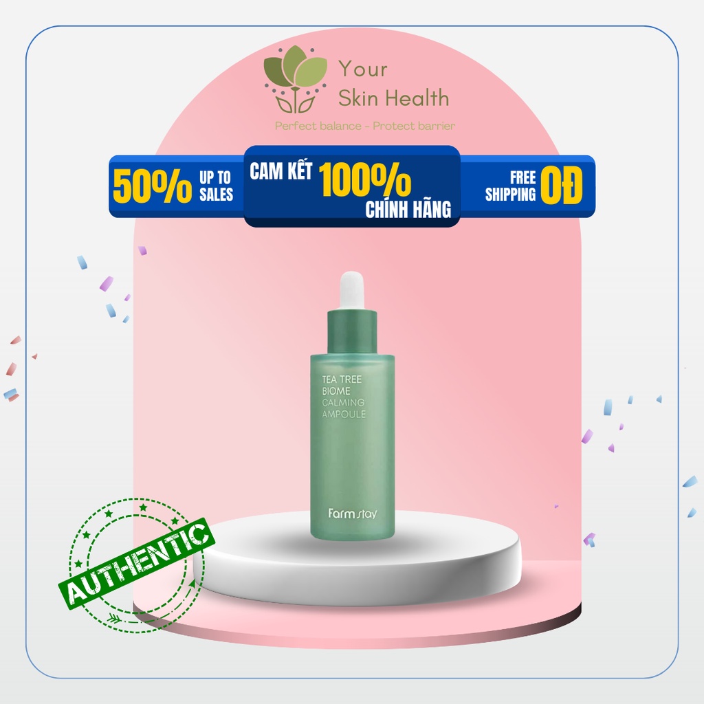 Tinh chất dưỡng ẩm dịu da, ngừa mụn từ tràm trà Farmstay Tea Tree Biome Calming Ampoule 50ml