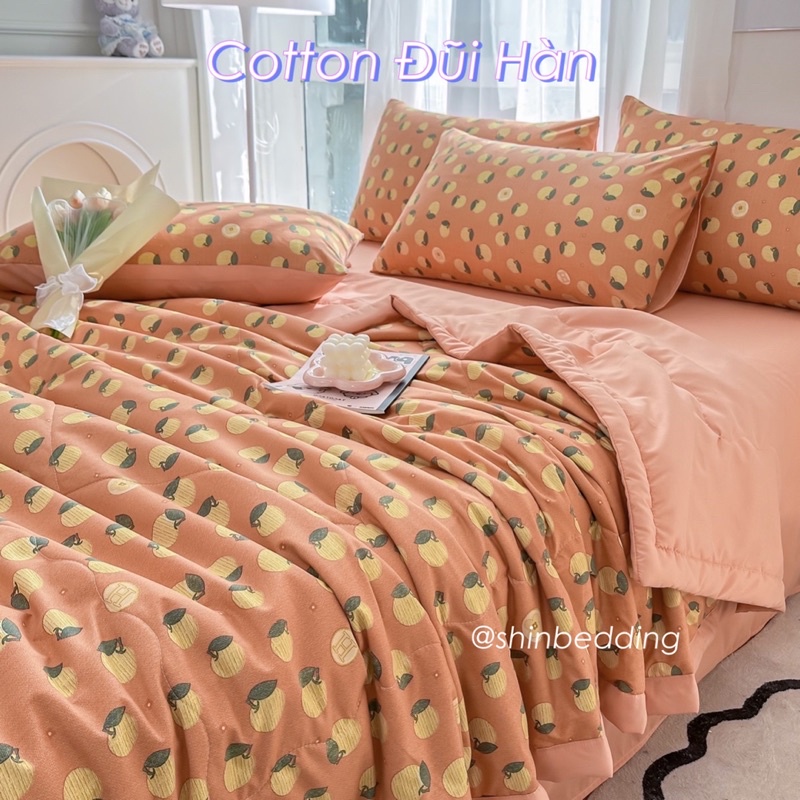 Set Cotton Đũi Hàn Chăn Hè Hoạ Tiết Hoa Nhí Mới Nhất (shinbedding)