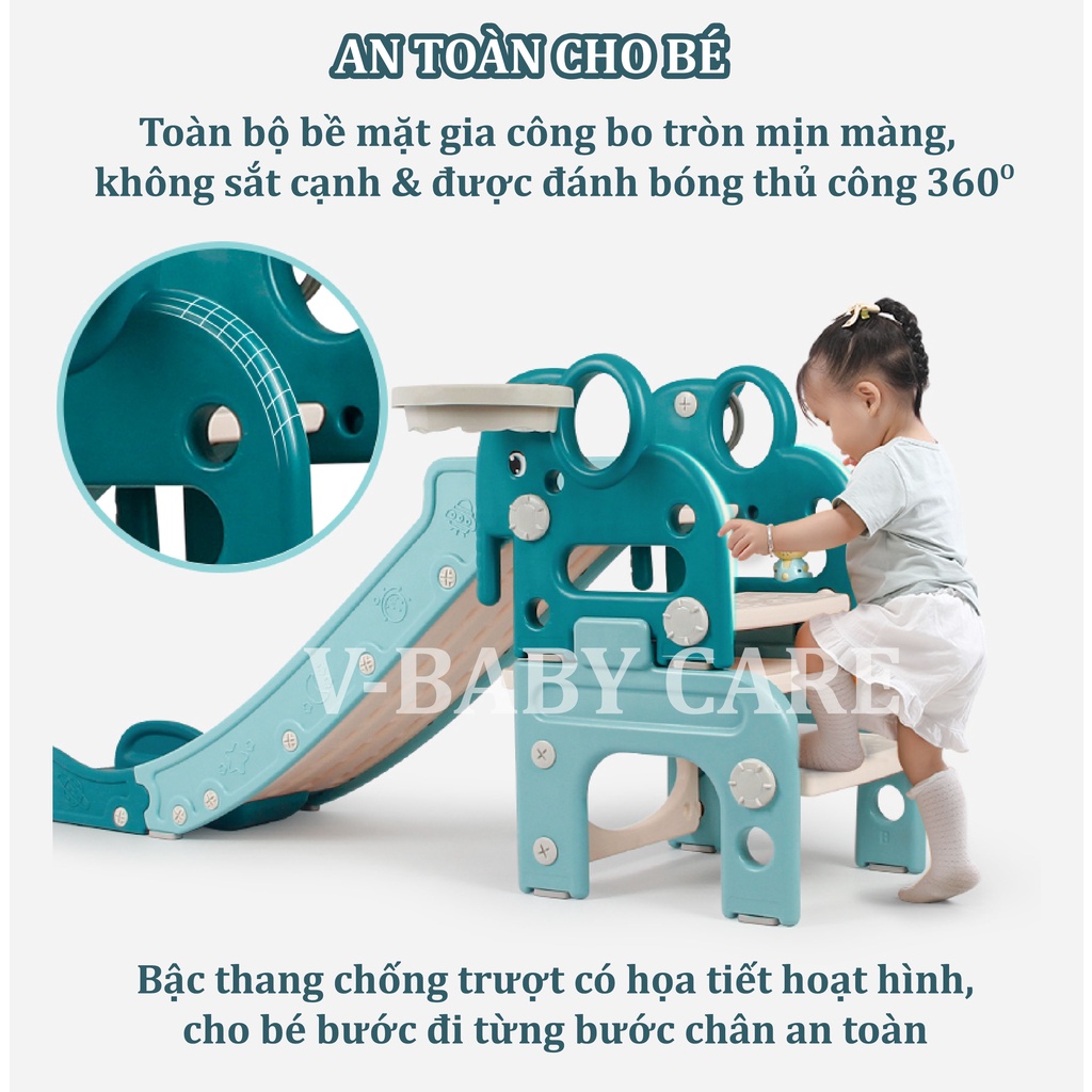 Cầu Trượt Cho Bé Hình Chú Voi V-Baby D01 Đa Năng 6in1 Hàng Cao Cấp Và D06 Khủng long, D07 Robot cao cấp