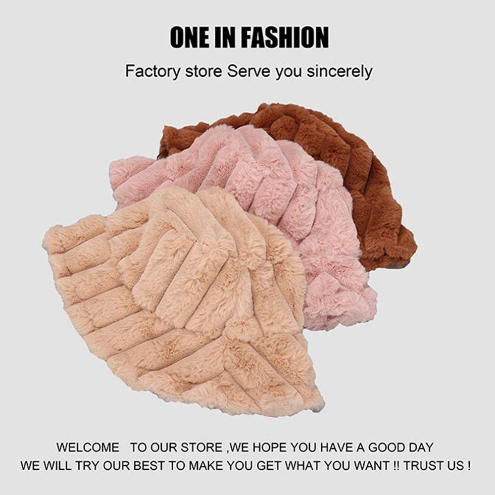 CACTU Nón Bucket Chất Liệu Giả Lông Thú Mềm Mại Cho Phái Nữ