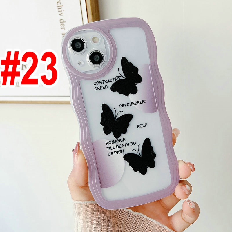 OPPO A17 A77S A76 A96 A54 4G 5G A16 A16S A74 A95 A94 A93 A55 A53 A33 2020 A52 A72 A92 A15S A15S A31 A1K A12E A3S A9 A5 A7 A5S A12 A11K A57 2022 A83 A71 2018 A59 F11 Pro F9 F7 F1S F5 Youth Cute Candy Wavy Edge Flower Butterfly Clear Soft Phone Case STB 23