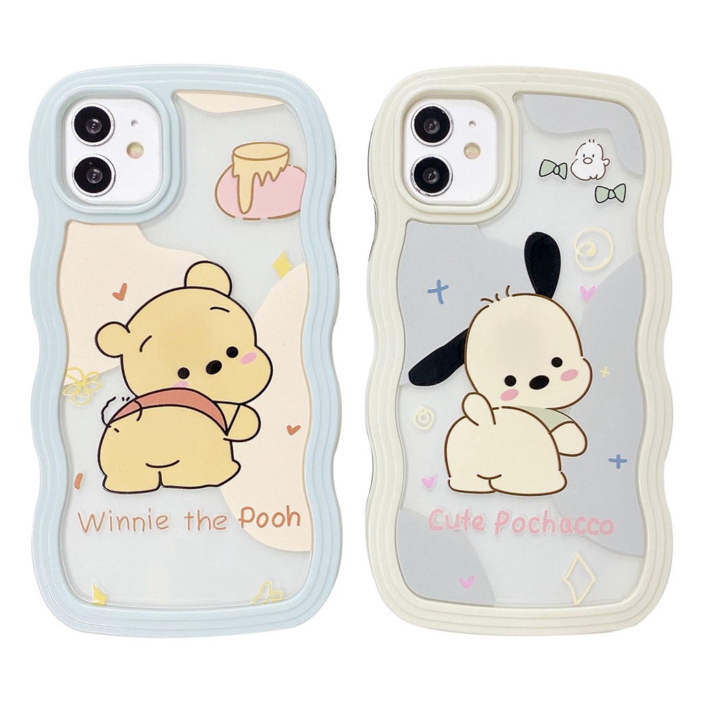 Ốp Điện Thoại Silicon Mềm Viền Lượn Sóng Hình Gấu / Cún Cho iphone 15 14 7 6s 8 plus xr 11 12 13 pro xs max silicone