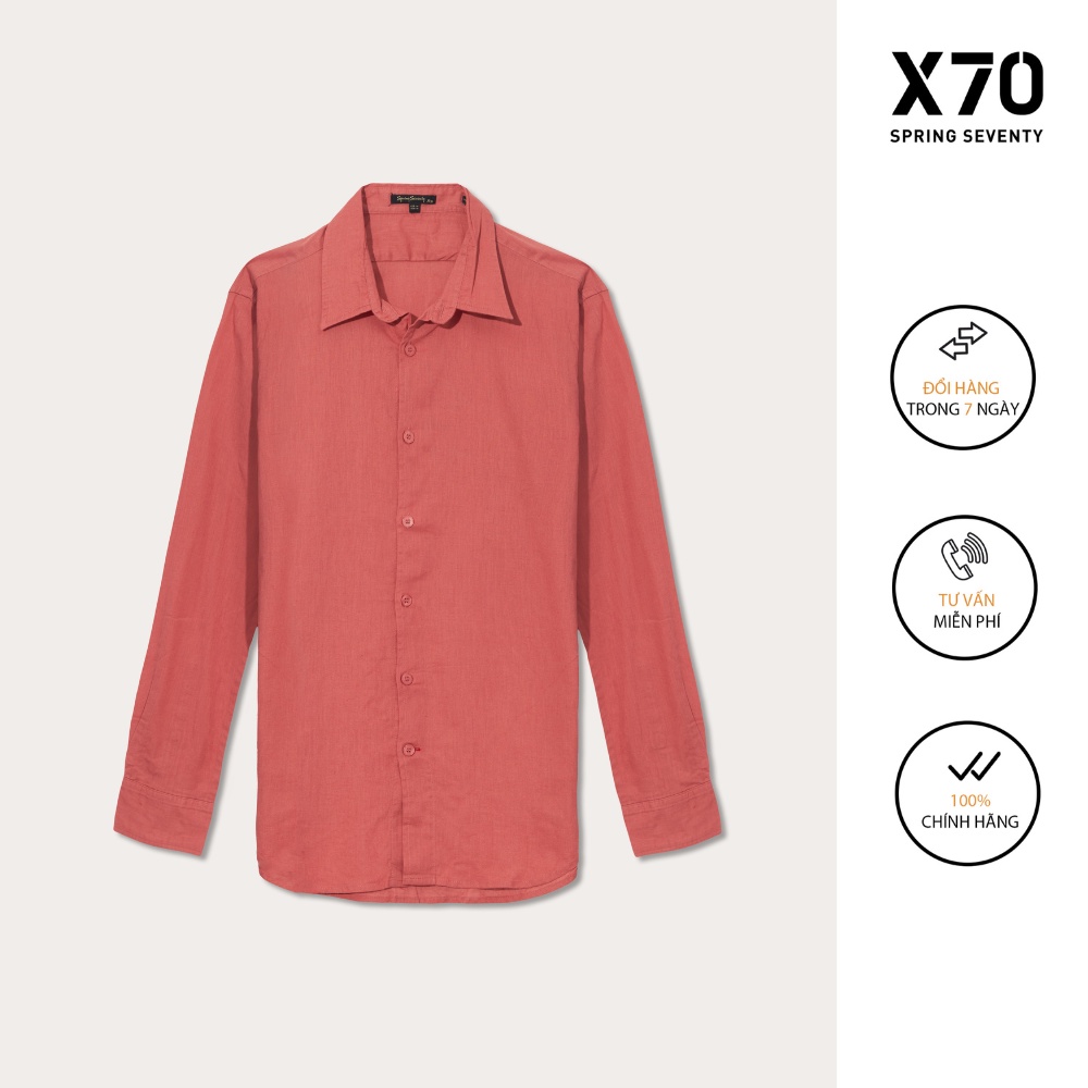 Áo Sơ Mi Linen Nam Trơn Kiểu Dáng Tay Dài Thiết Kế Thời Trang X70 - 07740002