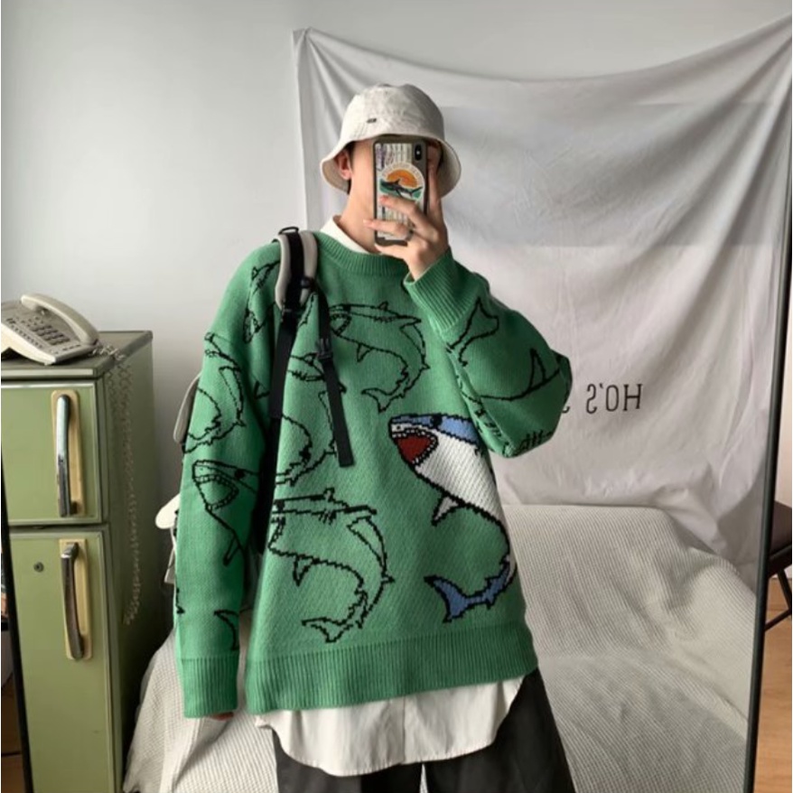 Áo Sweater Cổ Tròn Dáng Rộng Phong Cách Hàn Quốc Thời Trang Thu Đông Dành Cho Nam