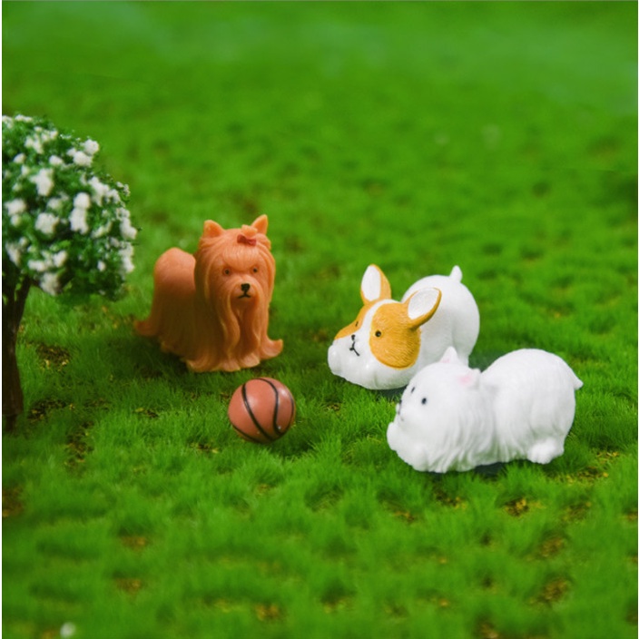 Tượng chó dễ thương trang trí tiểu cảnh terraium, decor chậu cây