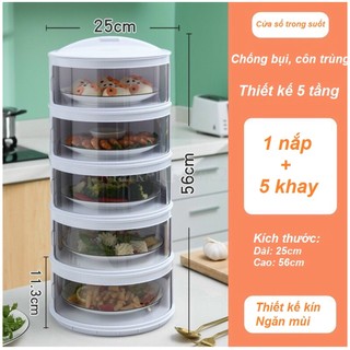 Lồng bàn đựng thức ăn nắp xoay 5 tầng