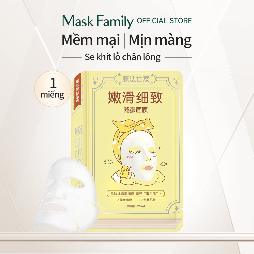 MASK FAMILY Mặt nạ trứng làm trắng sáng da se khít lỗ chân lông chăm sóc da mặt 25ml