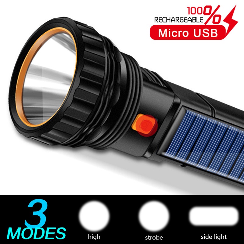 Đèn Pin Năng Lượng Mặt Trời COB Cầm Tay 3 Chế Độ Sáng Cao Lumen Chống Nước Có Thể Sạc Lại Dùng Cho Leo Núi / Cắm Trại